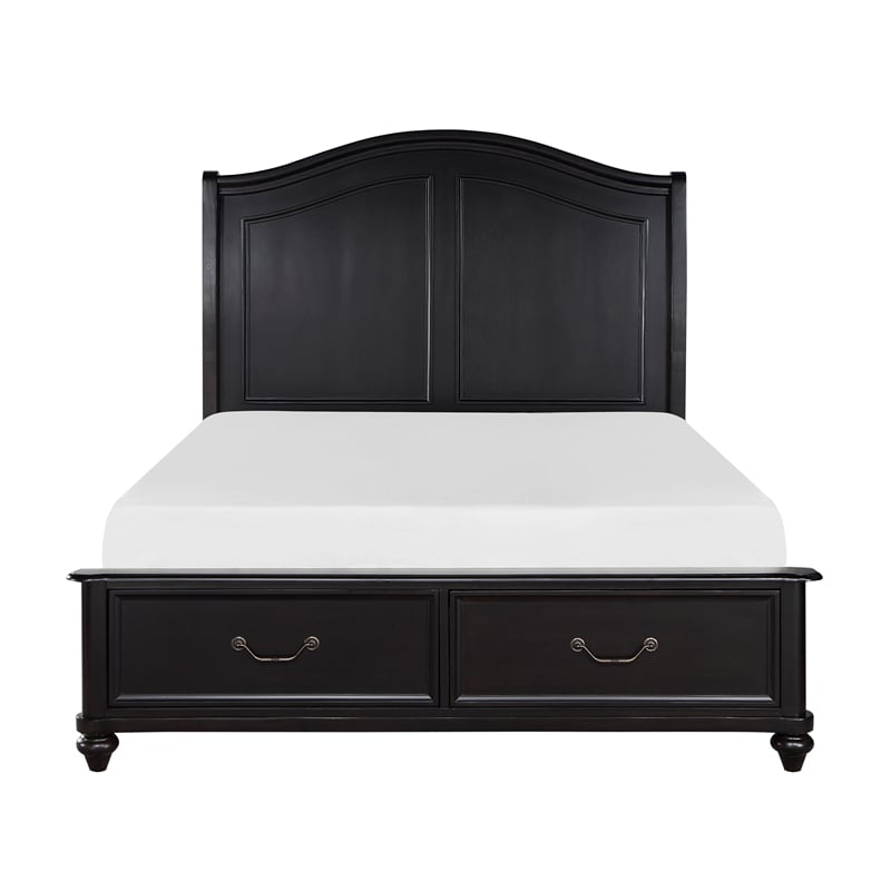 Lexicon Herman Poplar QN Platform Bed with Footboard Storage in Charcoal Brown