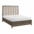 Lexicon Aris Asian Hardwood QN Pltfm Bed with Footboard Storage in Dark Walnut