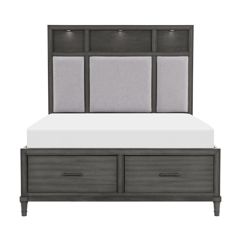 Lexicon Wittenberry Asian Hardwood Queen Platform Bed in Gray