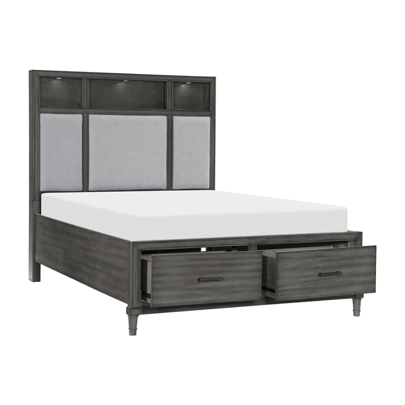 Lexicon Wittenberry Asian Hardwood Queen Platform Bed in Gray
