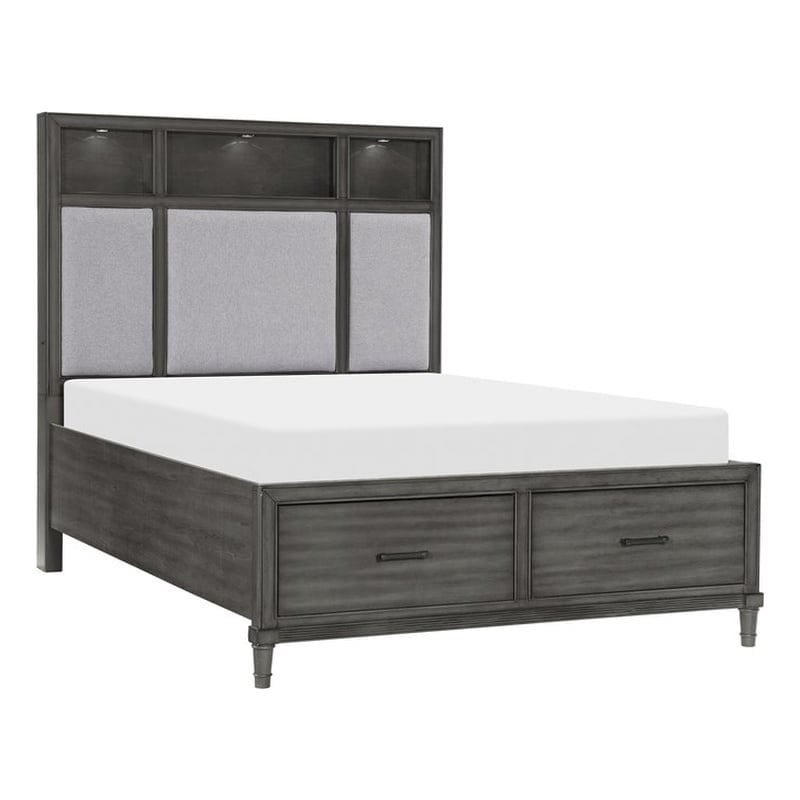 Lexicon Wittenberry Asian Hardwood Queen Platform Bed in Gray