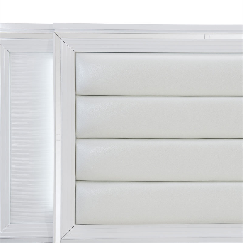 Lexicon Tamsin Asian Hardwood QN Pltfm Bed with LED lighting in White Metallic