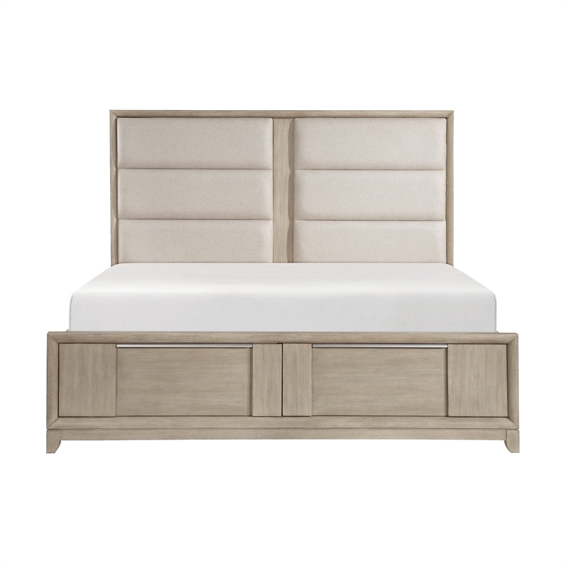 Lexicon Mckewen Asian Hardwood QN Pltfm Bed with Footboard Storage in Light Gray