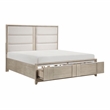 Lexicon Mckewen Asian Hardwood QN Pltfm Bed with Footboard Storage in Light Gray