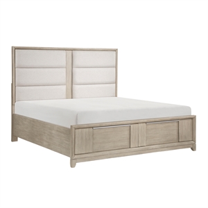 Lexicon Mckewen Asian Hardwood QN Pltfm Bed with Footboard Storage in Light Gray