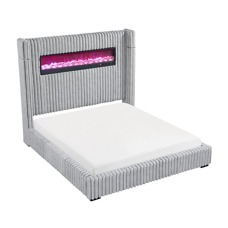 Lexicon Fitzroy Corduroy Queen Bed in Gray