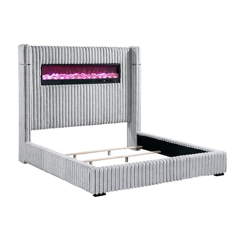 Lexicon Fitzroy Corduroy Queen Bed in Gray