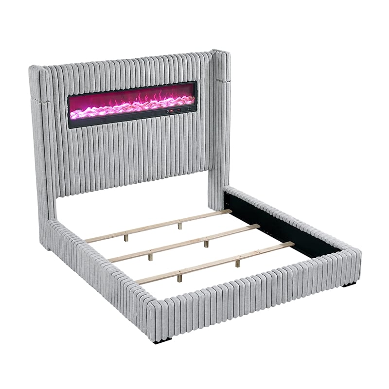 Lexicon Fitzroy Corduroy Queen Bed in Gray