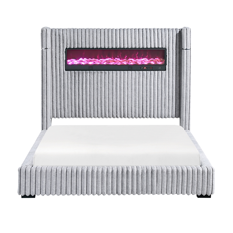 Lexicon Fitzroy Corduroy Queen Bed in Gray