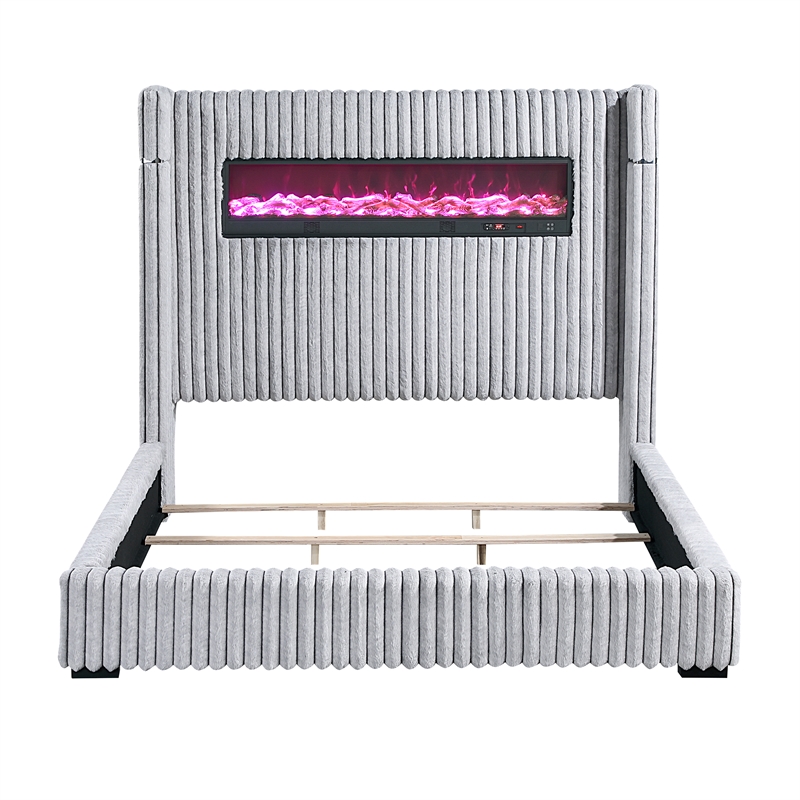 Lexicon Fitzroy Corduroy Queen Bed in Gray