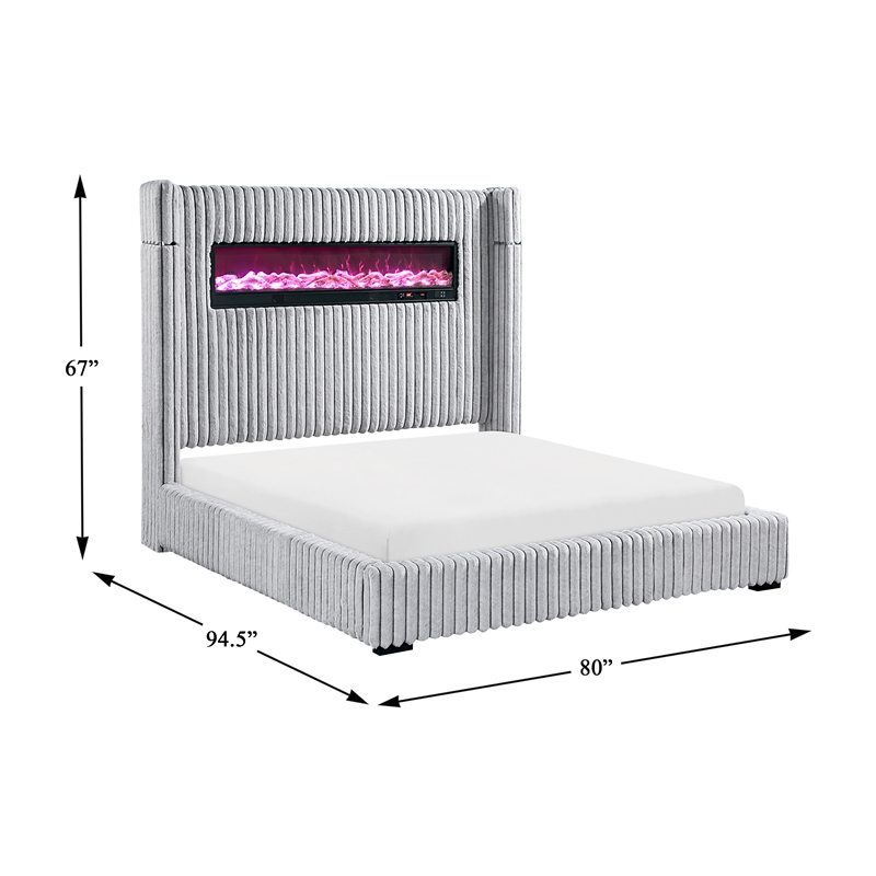 Lexicon Fitzroy Corduroy California King Bed in Gray