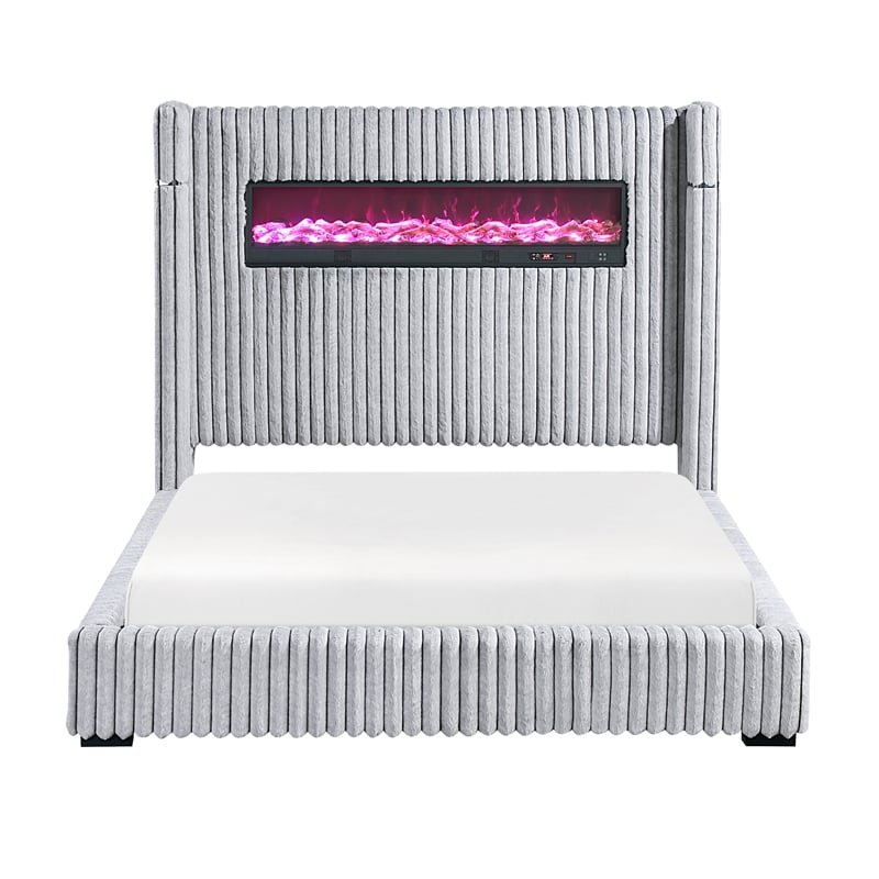 Lexicon Fitzroy Corduroy California King Bed in Gray