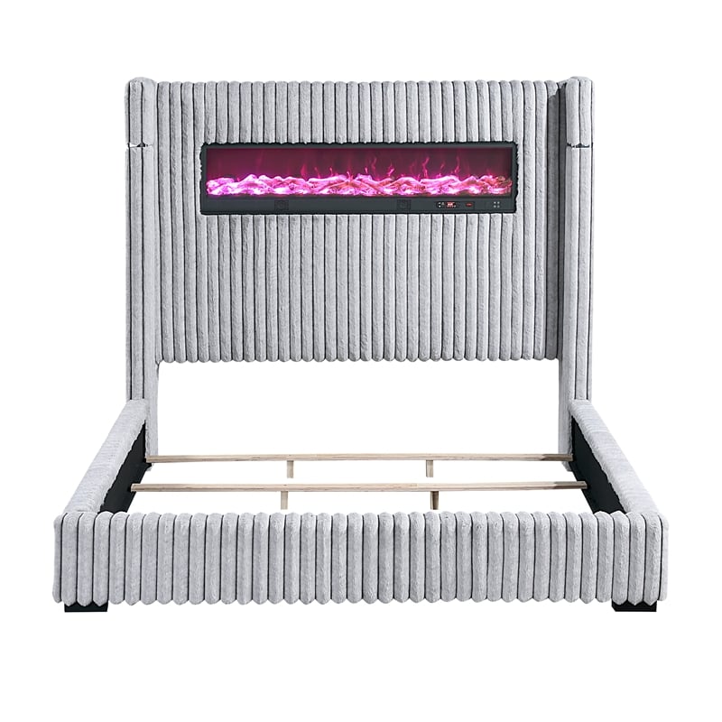 Lexicon Fitzroy Corduroy California King Bed in Gray