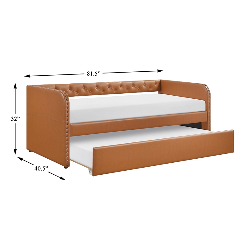 Lexicon Wilcox Faux Leather Daybed in Brown