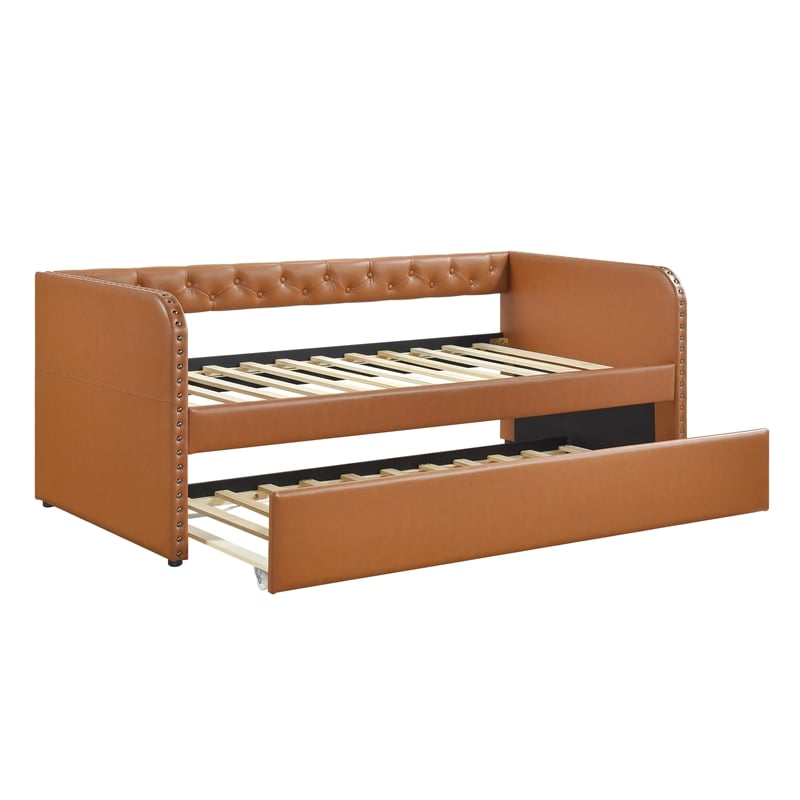 Lexicon Wilcox Faux Leather Daybed in Brown
