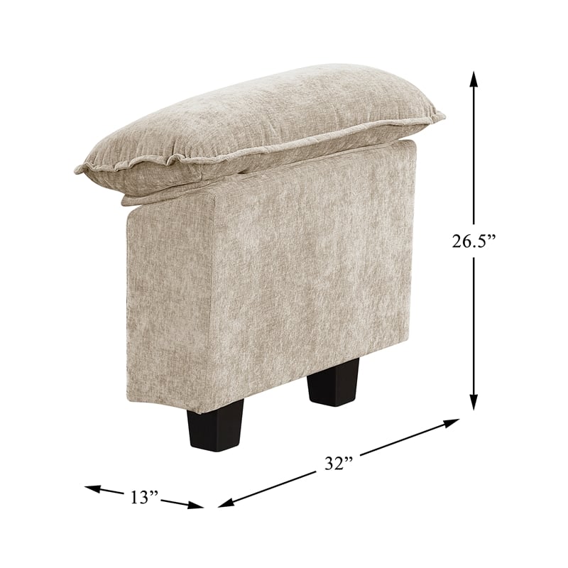 Lexicon Dublin Chenille 2 Arms with Adjustable Pillow Top in Taupe