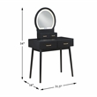Lexicon Camilla Acacia Vanity Dresser with Mirror and Stool in Black