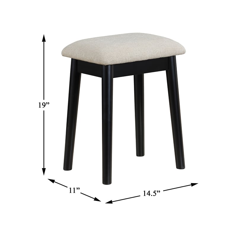 Lexicon Camilla Acacia Vanity Dresser with Mirror and Stool in Black