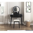 Lexicon Camilla Acacia Vanity Dresser with Mirror and Stool in Black