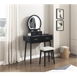 Lexicon Camilla Acacia Vanity Dresser with Mirror and Stool in Black