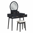 Lexicon Camilla Acacia Vanity Dresser with Mirror and Stool in Black