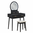 Lexicon Camilla Acacia Vanity Dresser with Mirror and Stool in Black