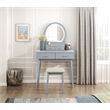 Lexicon Camilla Acacia Vanity Dresser with Mirror and Stool in Gray