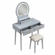 Lexicon Camilla Acacia Vanity Dresser with Mirror and Stool in Gray