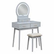 Lexicon Camilla Acacia Vanity Dresser with Mirror and Stool in Gray