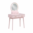 Lexicon Camilla Acacia Vanity Dresser with Mirror and Stool in Pink
