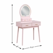 Lexicon Camilla Acacia Vanity Dresser with Mirror and Stool in Pink