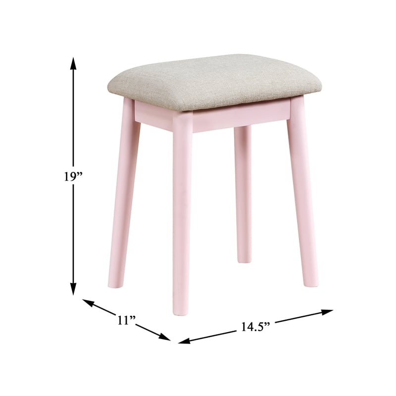 Lexicon Camilla Acacia Vanity Dresser with Mirror and Stool in Pink