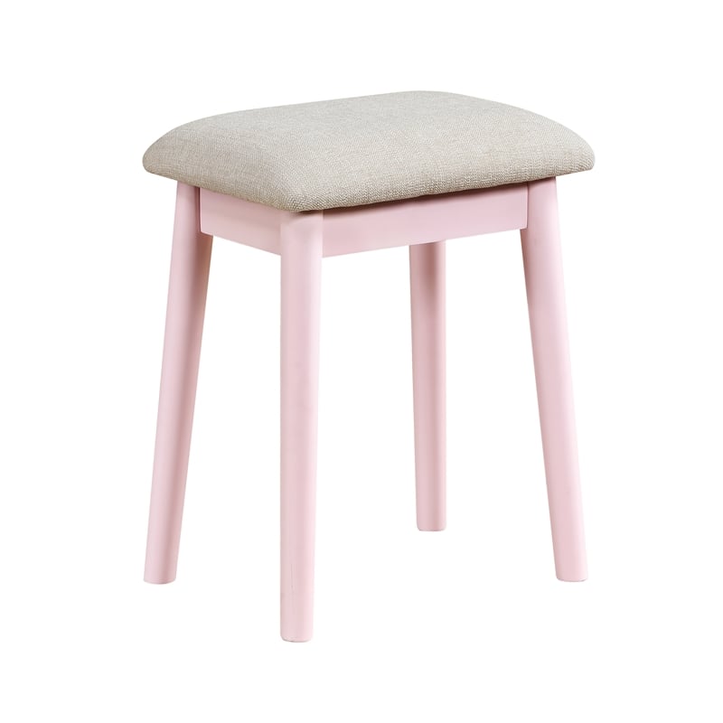 Lexicon Camilla Acacia Vanity Dresser with Mirror and Stool in Pink