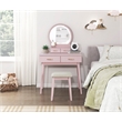 Lexicon Camilla Acacia Vanity Dresser with Mirror and Stool in Pink