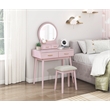 Lexicon Camilla Acacia Vanity Dresser with Mirror and Stool in Pink