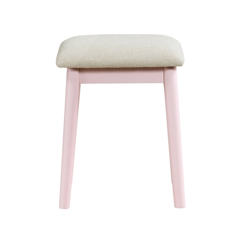 Lexicon Camilla Acacia Vanity Dresser with Mirror and Stool in Pink