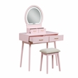 Lexicon Camilla Acacia Vanity Dresser with Mirror and Stool in Pink