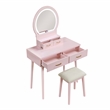 Lexicon Camilla Acacia Vanity Dresser with Mirror and Stool in Pink