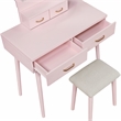 Lexicon Camilla Acacia Vanity Dresser with Mirror and Stool in Pink