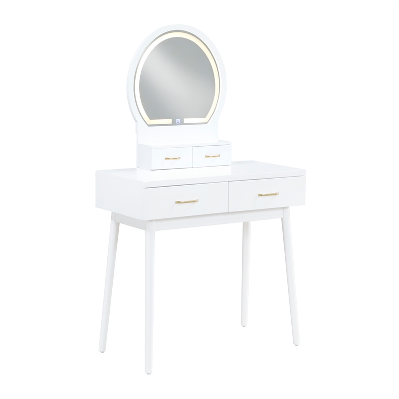 Lexicon Camilla Acacia Vanity Dresser with Mirror and Stool in White