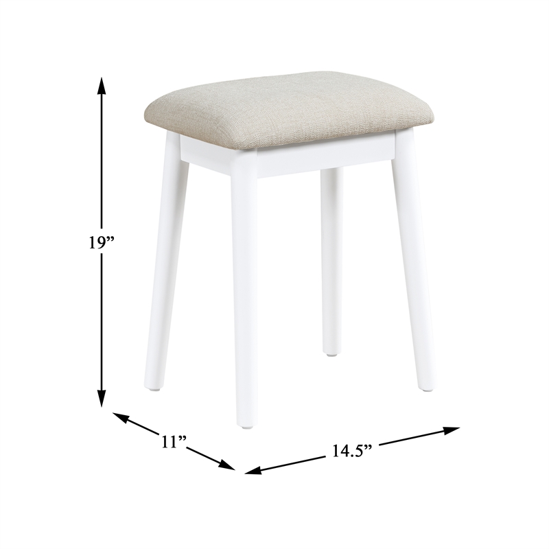 Lexicon Camilla Acacia Vanity Dresser with Mirror and Stool in White
