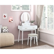 Lexicon Camilla Acacia Vanity Dresser with Mirror and Stool in White