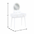 Lexicon Camilla Acacia Vanity Dresser with Mirror and Stool in White