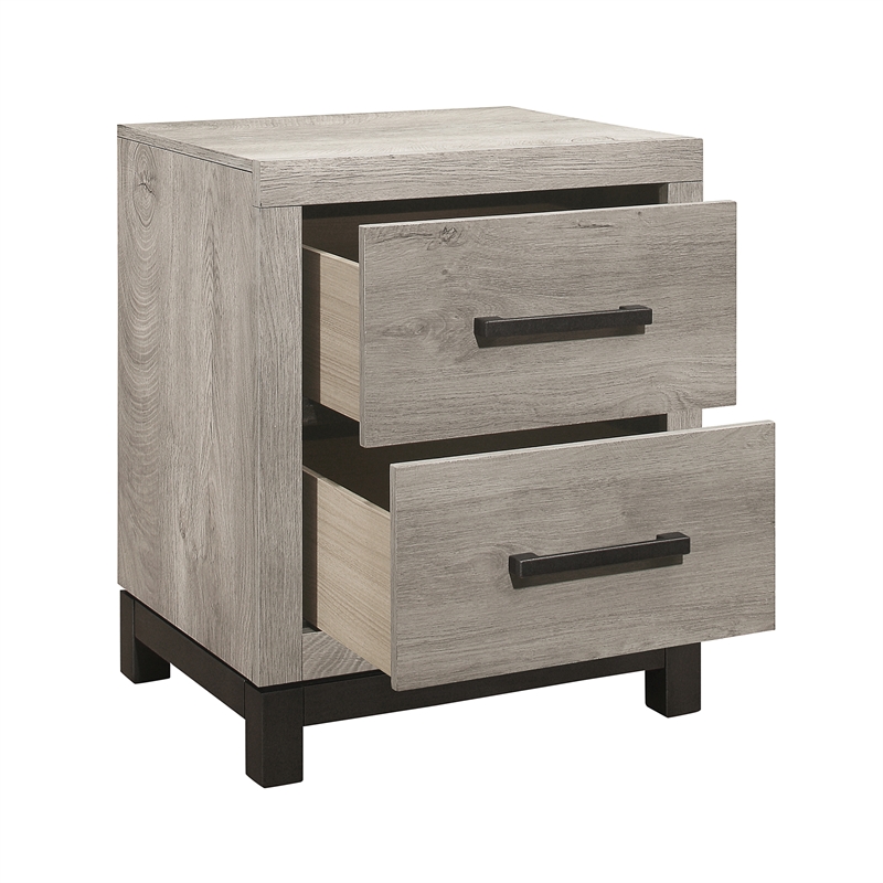 Lexicon Zephyr Rubber Wood Nightstand in Light Gray