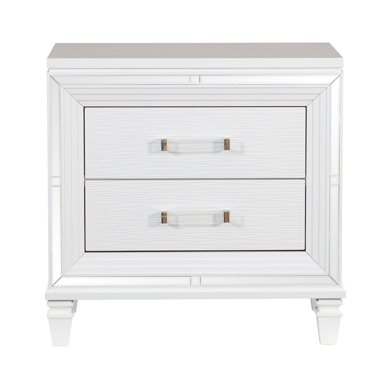 Lexicon Tamsin Asian Hardwood Nightstand in White Metallic
