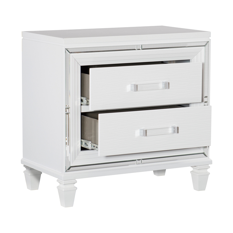 Lexicon Tamsin Asian Hardwood Nightstand in White Metallic