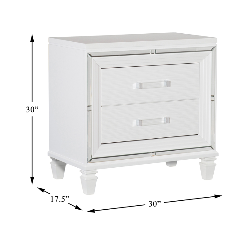 Lexicon Tamsin Asian Hardwood Nightstand in White Metallic