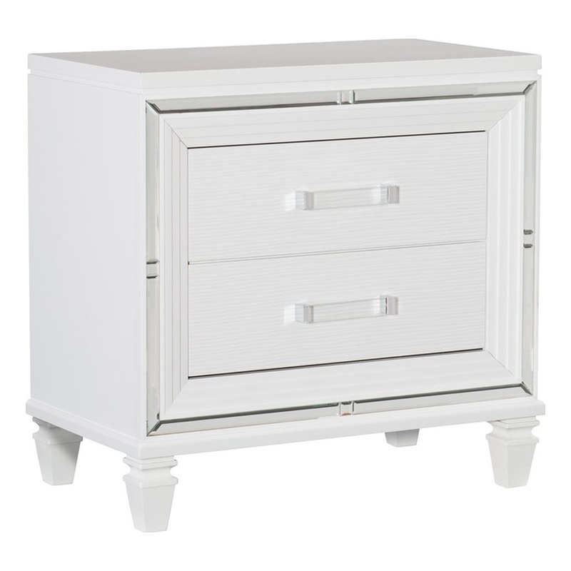 Lexicon Tamsin Asian Hardwood Nightstand in White Metallic