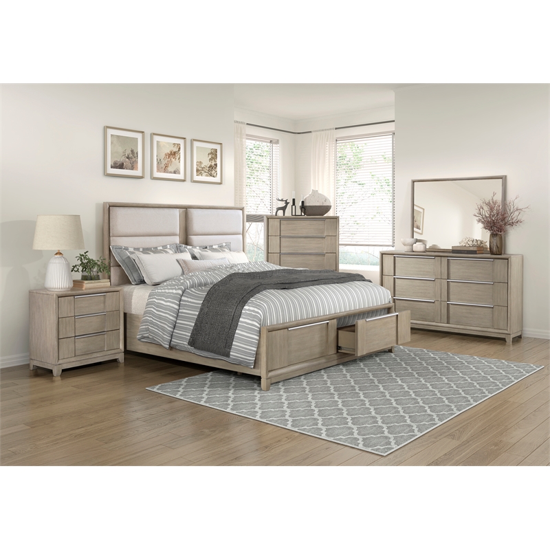 Lexicon Mckewen Asian Hardwood Nightstand in Light Gray