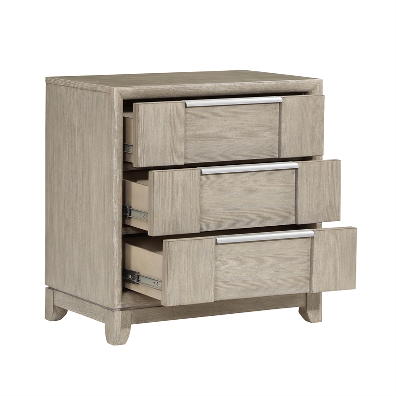 Lexicon Mckewen Asian Hardwood Nightstand in Light Gray